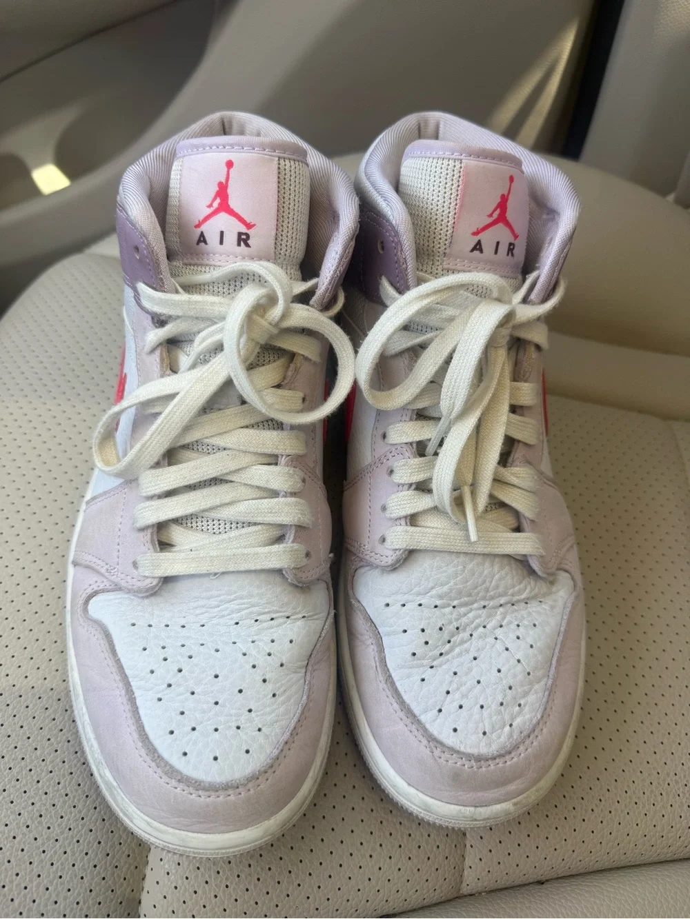 Women’s Jordan Mid-Top Sneakers in White, Lavender & Bright Pink size 9